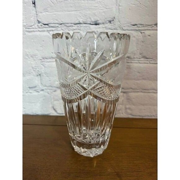 Crystal Chardonay Cut Crystal Vase 7 Inch - Picture 2 of 9